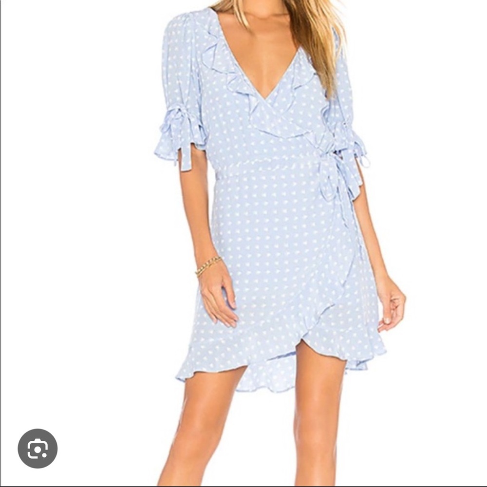 Light Blue Polka Dot Wrap Dress